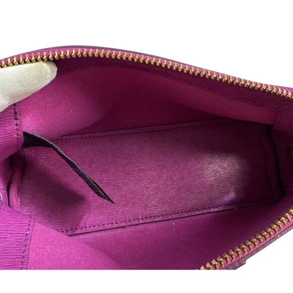 Ralph Lauren Purple Leather Cosmetic Bag W/Gold Zipper & Monogrammed RLL Logo - Picture 6 of 10
